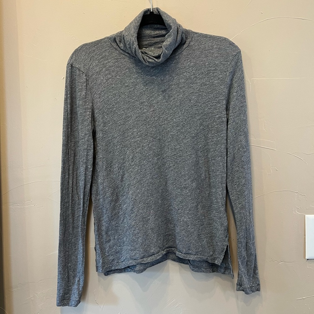 Madewell Whisper Cotton Turtleneck in Heather Iron (S)